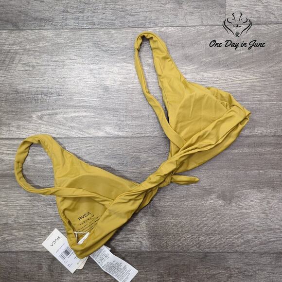 RVCA Tie Front Bralette Bikini Top Size L - Picture 5 of 5